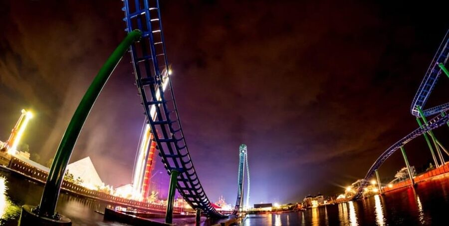From Krakow: Energylandia Park Open Ticket & Pickup Options - The coaster lineup at Energylandia: Hyperion, Mayan, Zadra, and the huge wooden ride