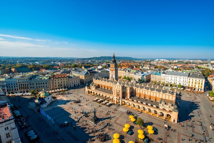 The Cloth Hall on the main square in Krakow at first light